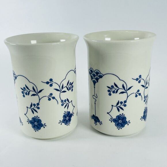 2 Churchill Finlandia White Blue Floral Flared Mouth Coffee Mug Made in England - Picture 6 of 13